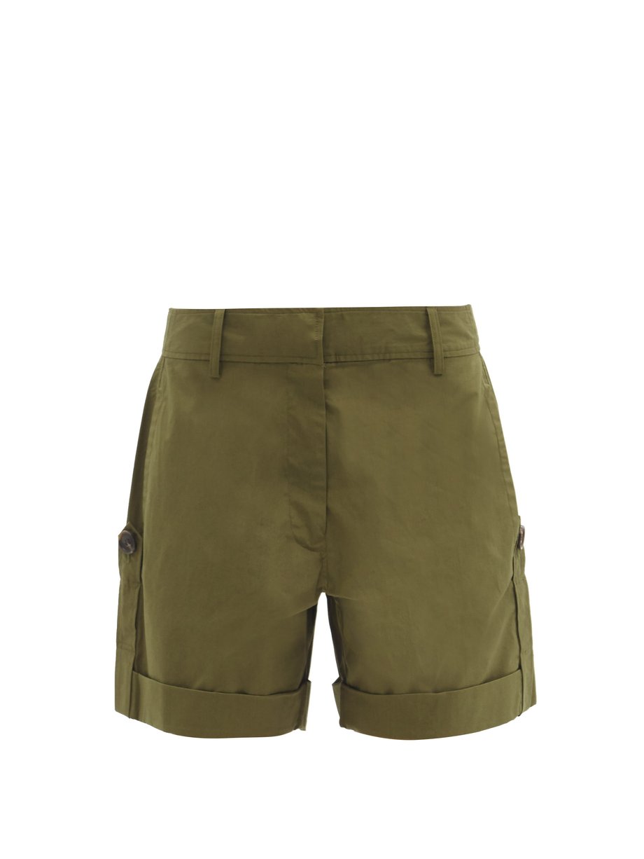 Green High-rise cotton-blend wide-leg shorts | FRAME | MATCHESFASHION US