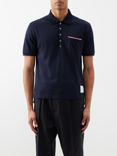 Thom Browne Navy Striped Polo