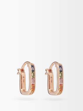 Raphaele Canot Sapphire & 18kt rose-gold hoop earrings
