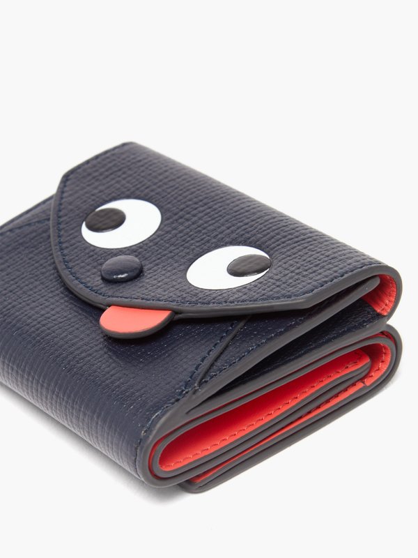 Navy Zany mini tri-fold leather wallet | Anya Hindmarch | MATCHES UK