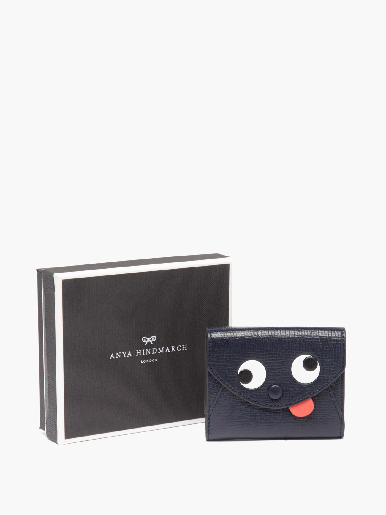 Navy Zany mini tri-fold leather wallet | Anya Hindmarch | MATCHES UK