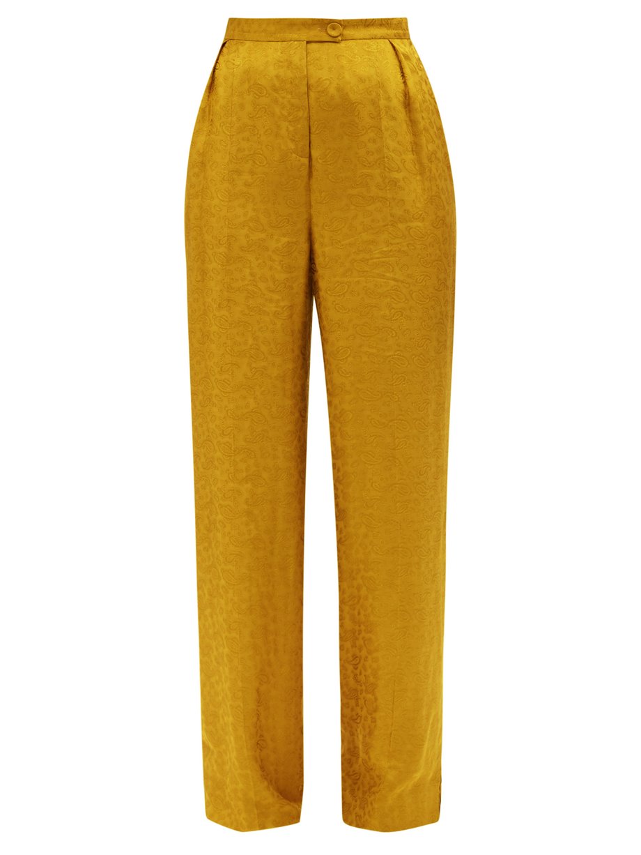 Yellow Hortencia paisley-jacquard trousers | Erdem | MATCHESFASHION US
