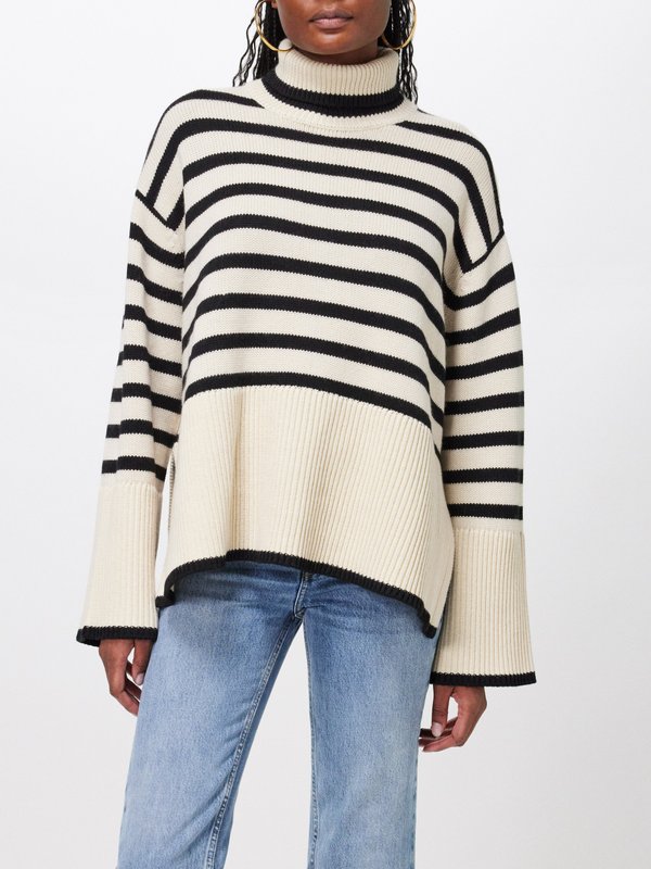 Toteme Roll-neck striped wool-blend sweater