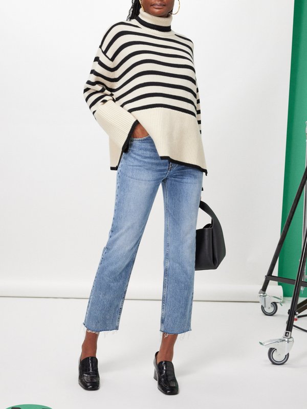 Toteme Roll-neck striped wool-blend sweater