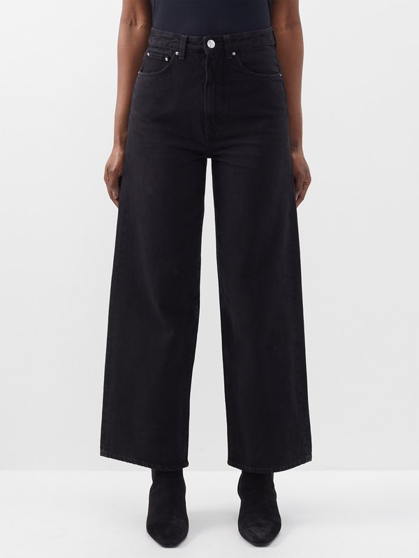 Black High-rise cropped wide-leg jeans | Toteme | MATCHES UK