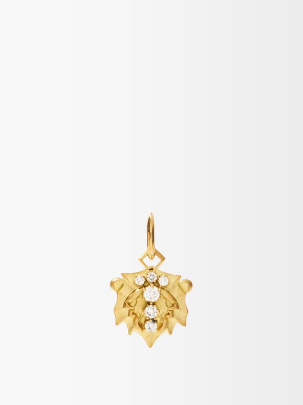 Jade Trau Leo diamond & 18kt gold zodiac charm