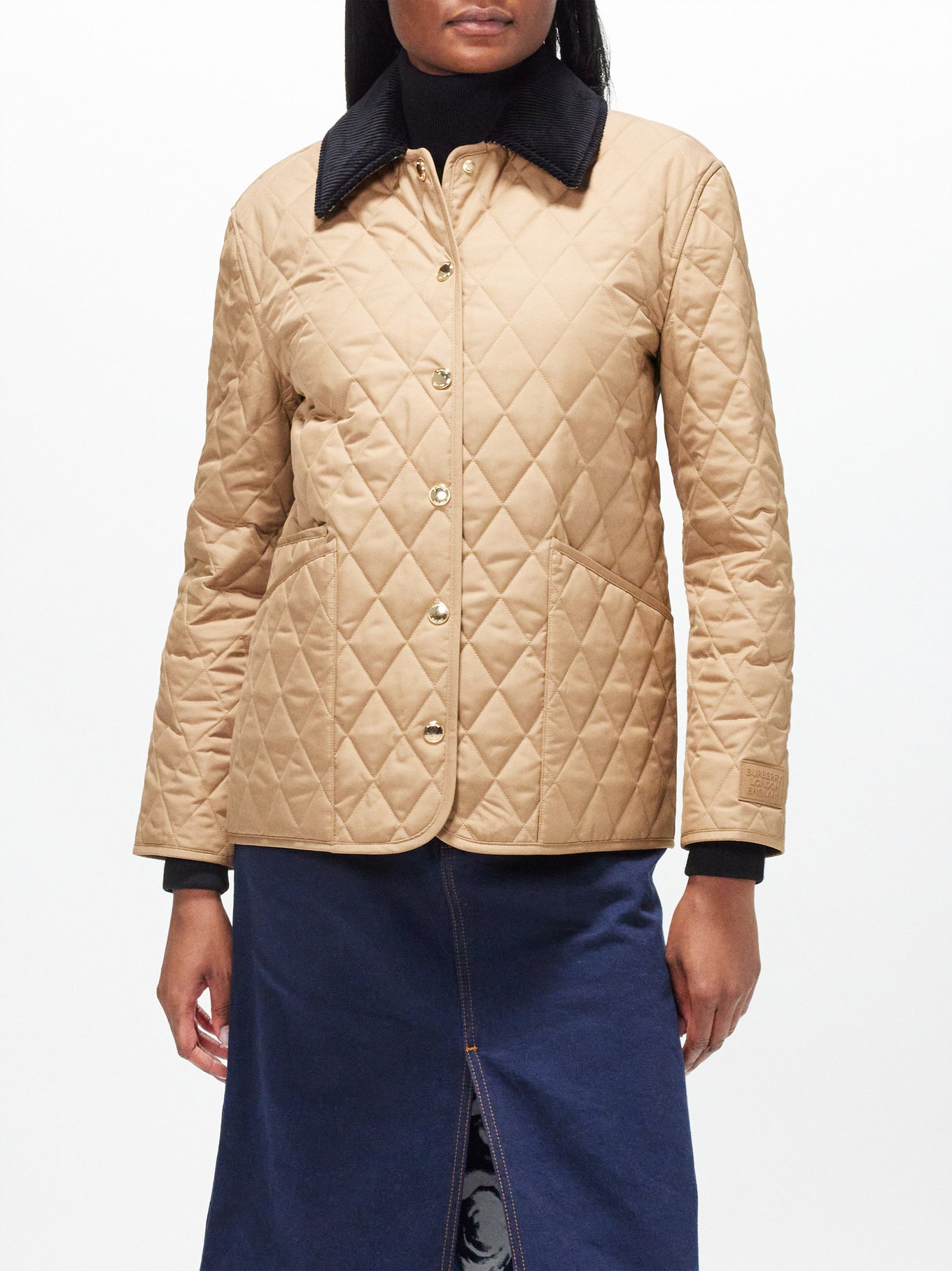 Camel Dranefeld corduroy-collar quilted jacket | Burberry | MATCHESFASHION  US
