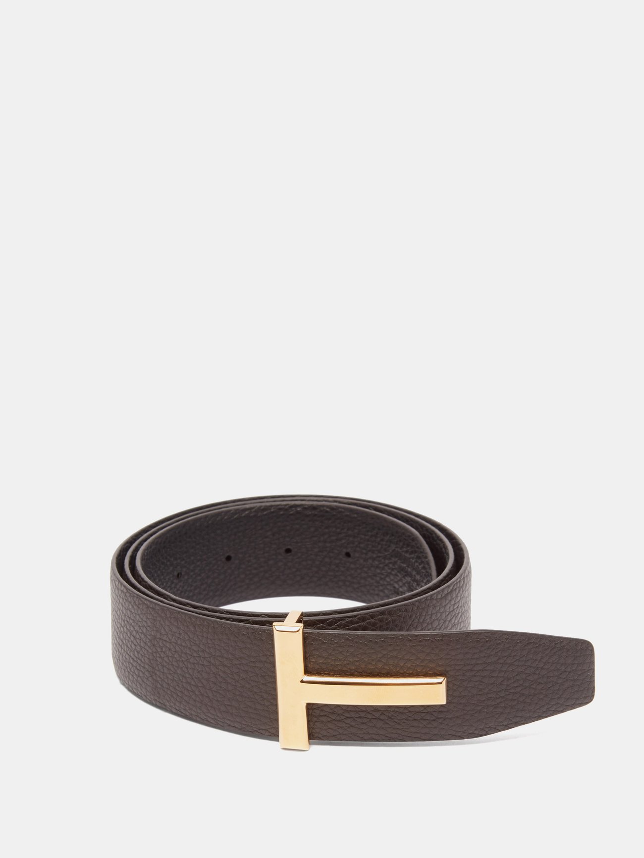 BURBERRY D-SHAPED BUCKLE GRAINY LEATHER BELT