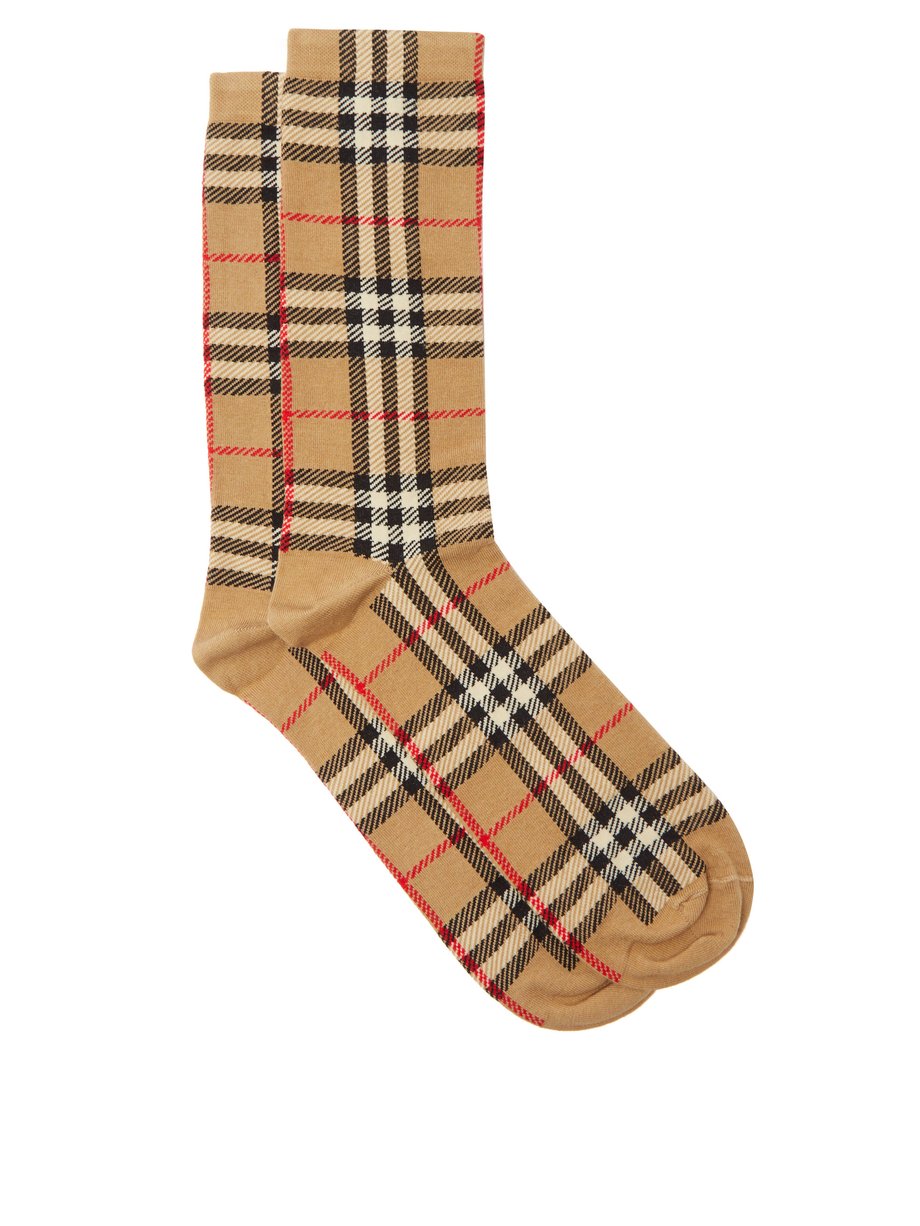 Burberry Vintage-check intarsia socks Neutral｜MATCHESFASHION（マッチズファッション)