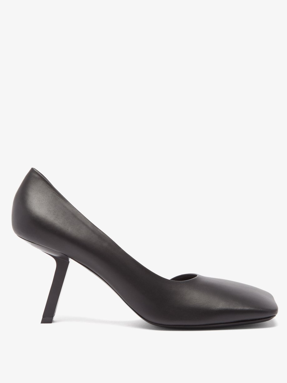 Black Void square-toe leather d'Orsay pumps | Balenciaga | MATCHES UK