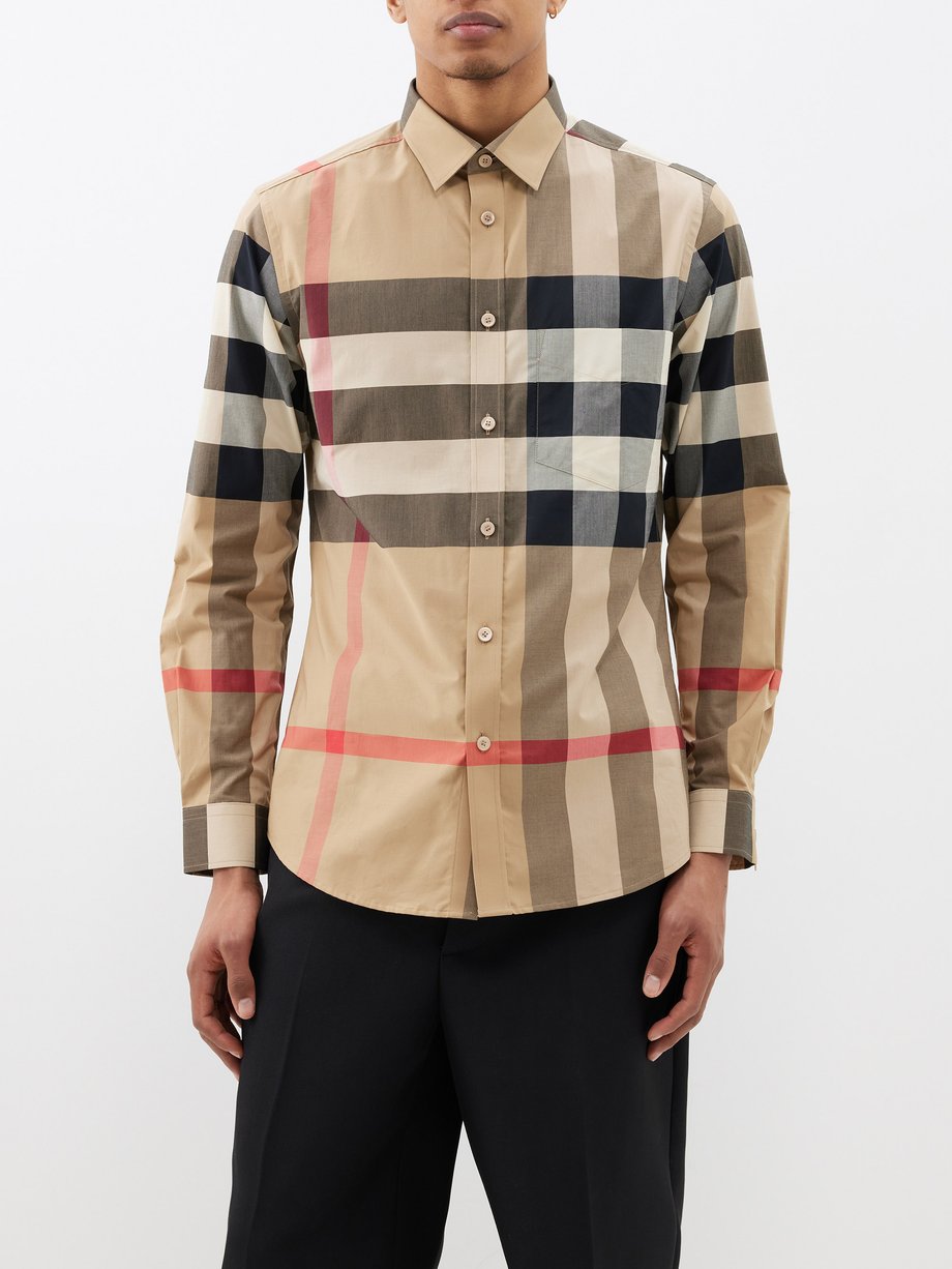 Print Somerton Macro-check poplin shirt | Burberry | MATCHESFASHION US