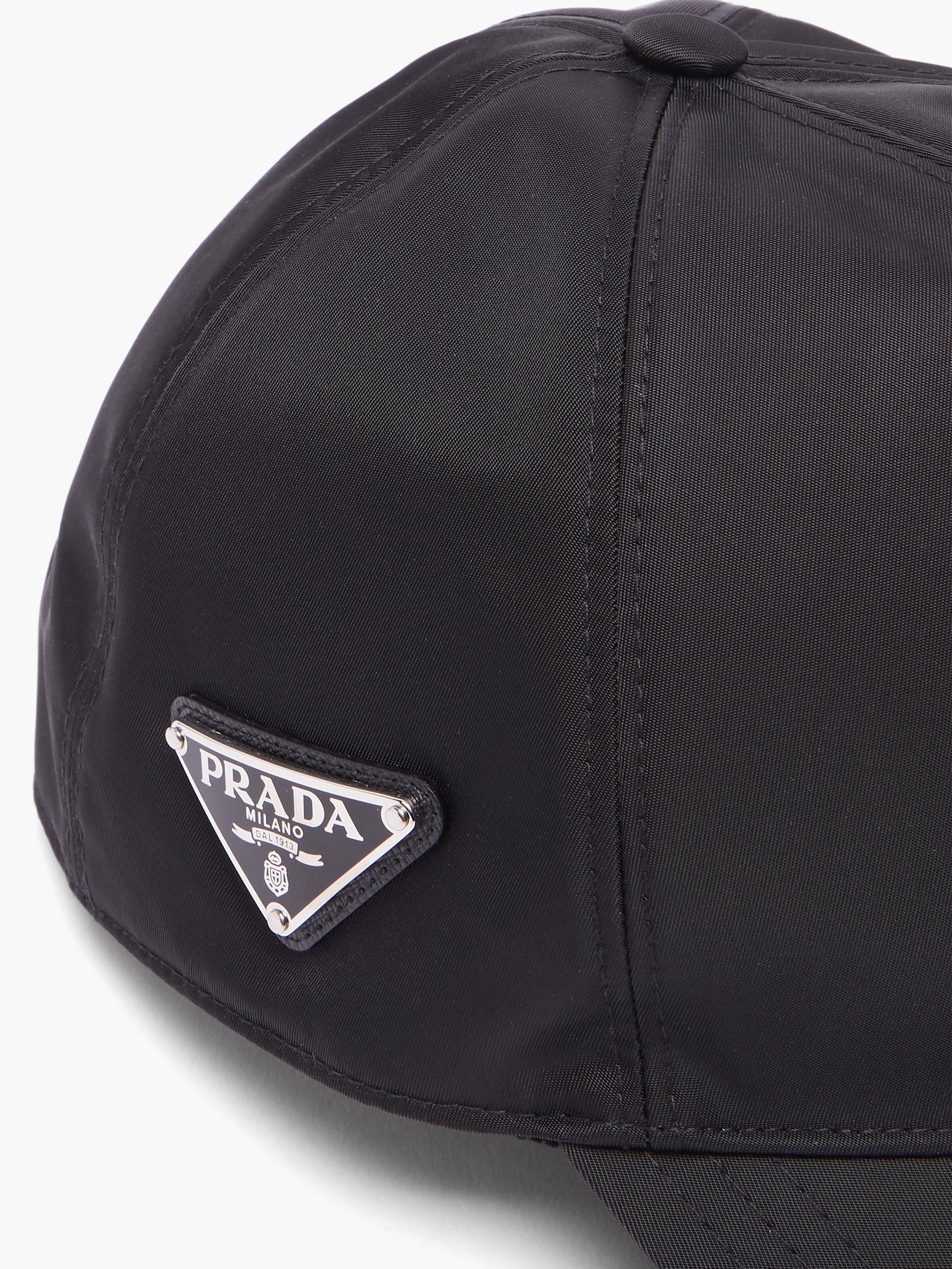 Black Triangle logo-plaque nylon baseball cap | Prada