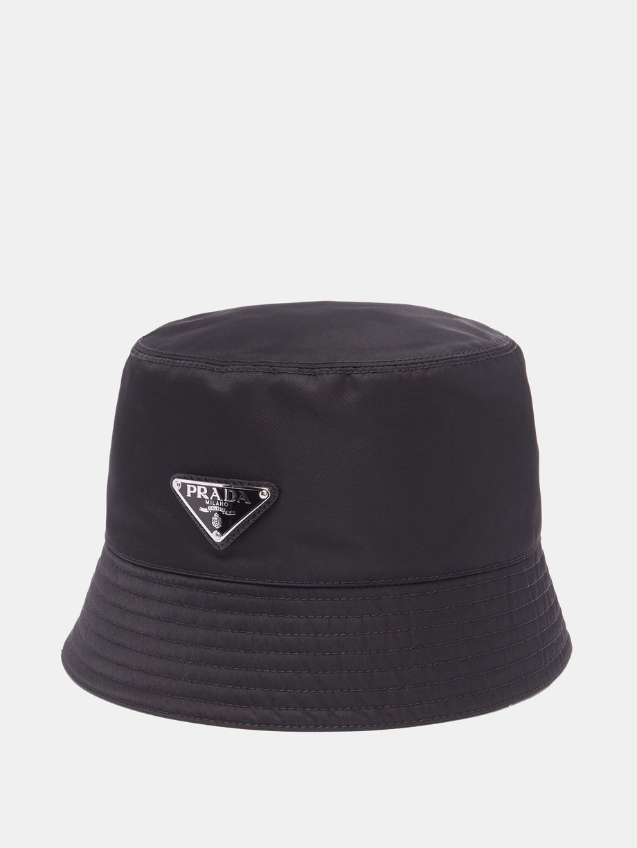 Black Triangle logo-plaque nylon bucket hat | Prada