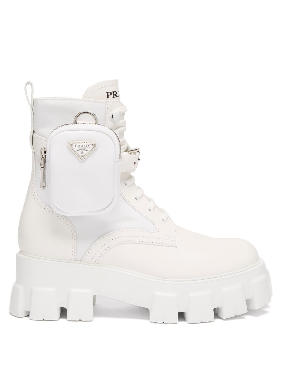 White Monolith chunky-sole leather ankle boots | Prada | MATCHESFASHION UK