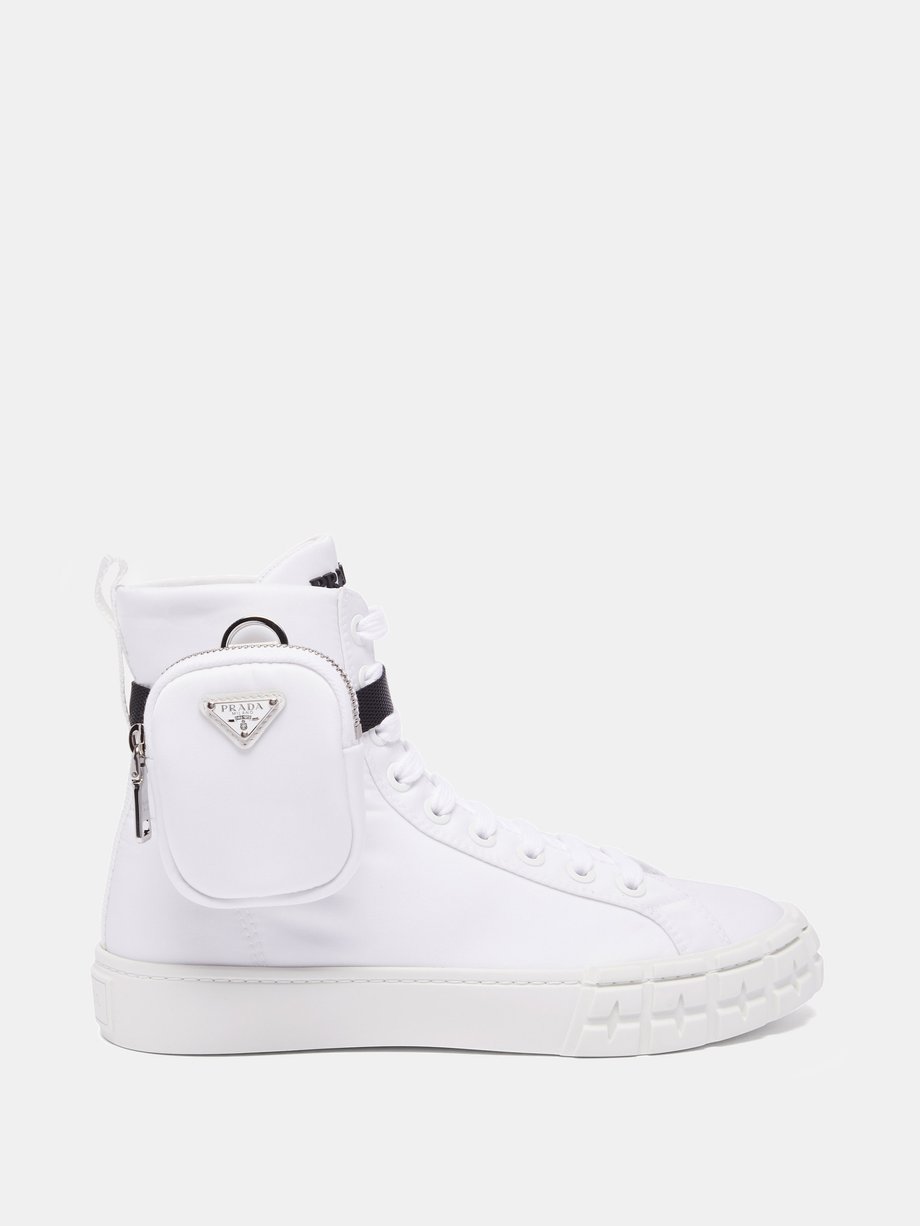 White Wheel zipped-pouch high-top Re-Nylon trainers