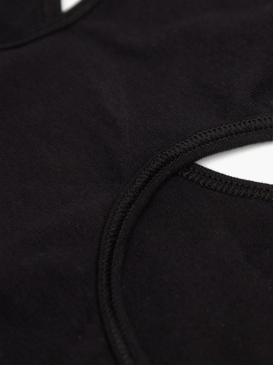 Black Logo-embroidered cotton-blend sports bra