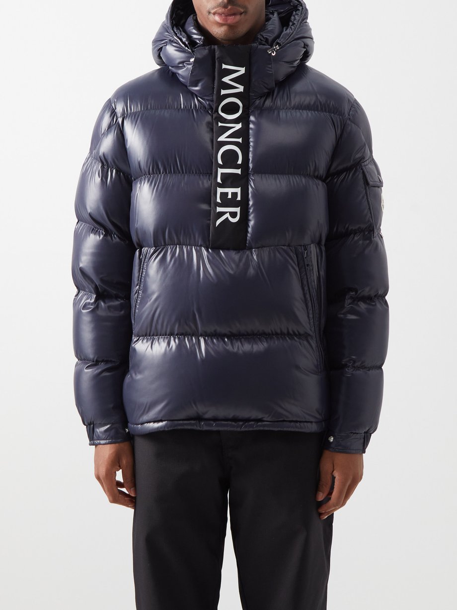 Navy Maury hooded half-zip down coat | Moncler | MATCHESFASHION AU