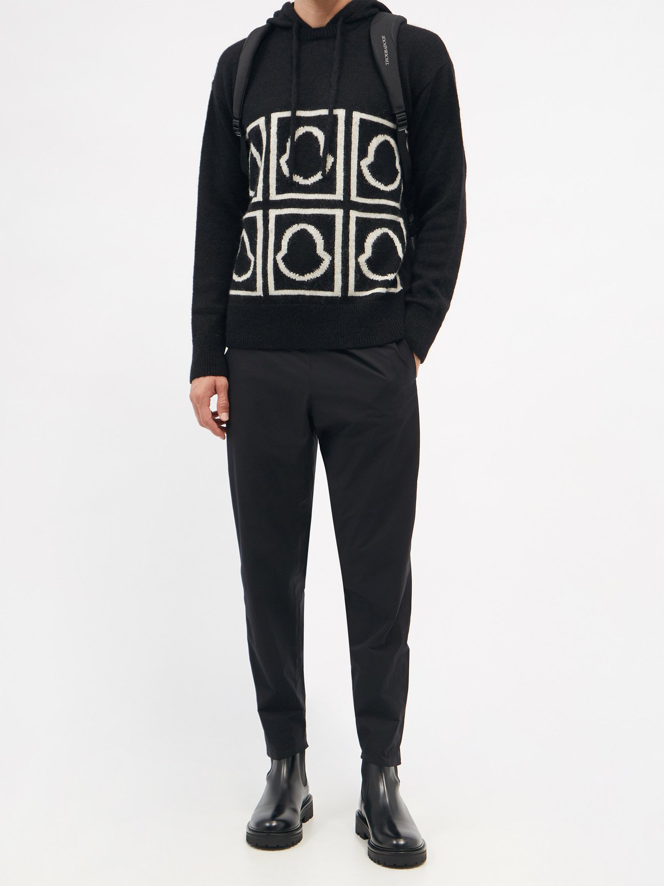 Moncler Wool-Blend Monogram Jacquard Sweater