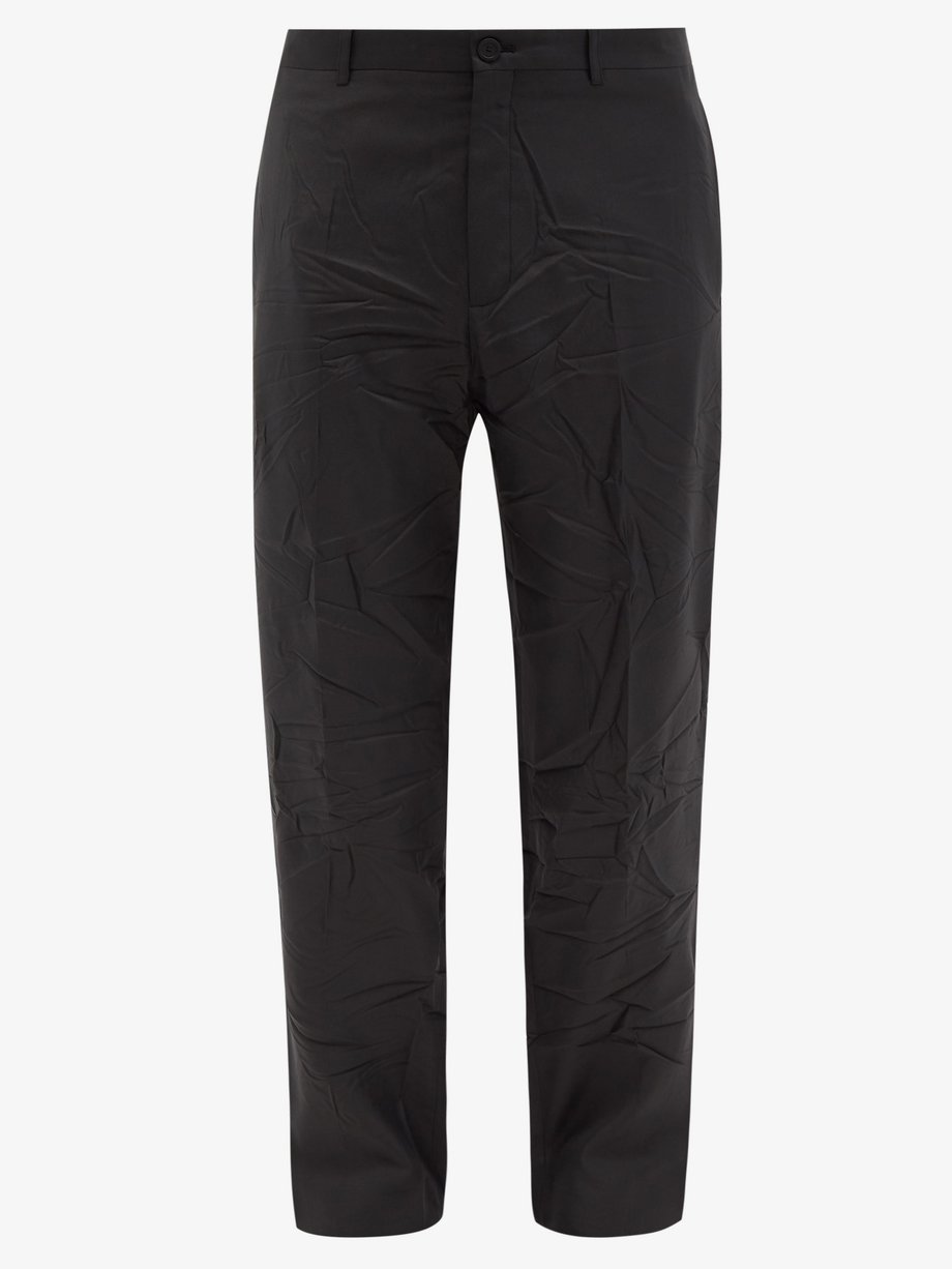 Black Crinkled twill suit trousers | Balenciaga | MATCHESFASHION US