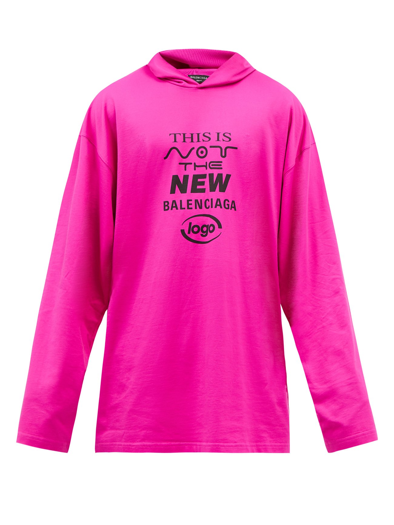 Pink Hooded jersey cotton-blend T-shirt | Balenciaga | MATCHESFASHION US
