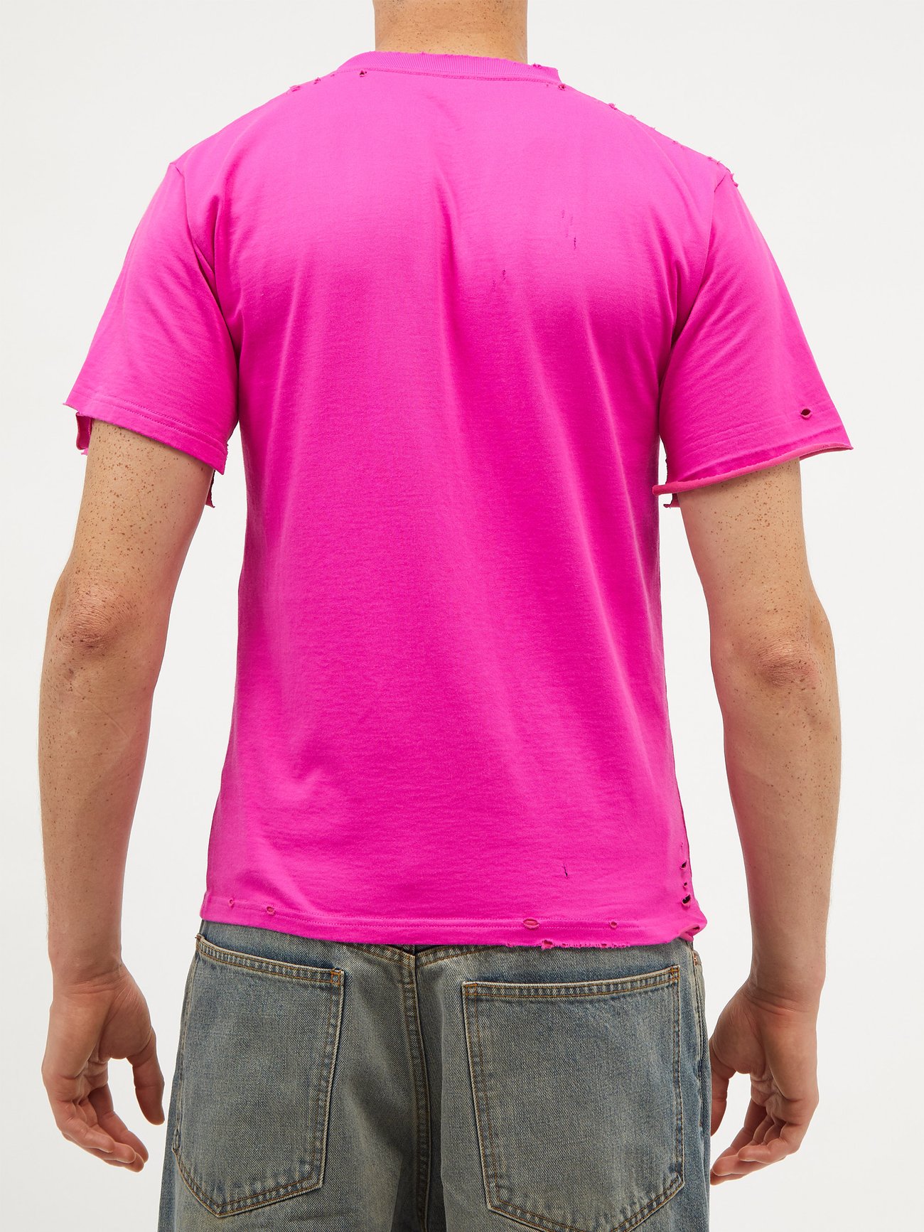 Balenciaga Distressed Logo-Print T-Shirt in Pink Cotton ref.687574 - Joli  Closet