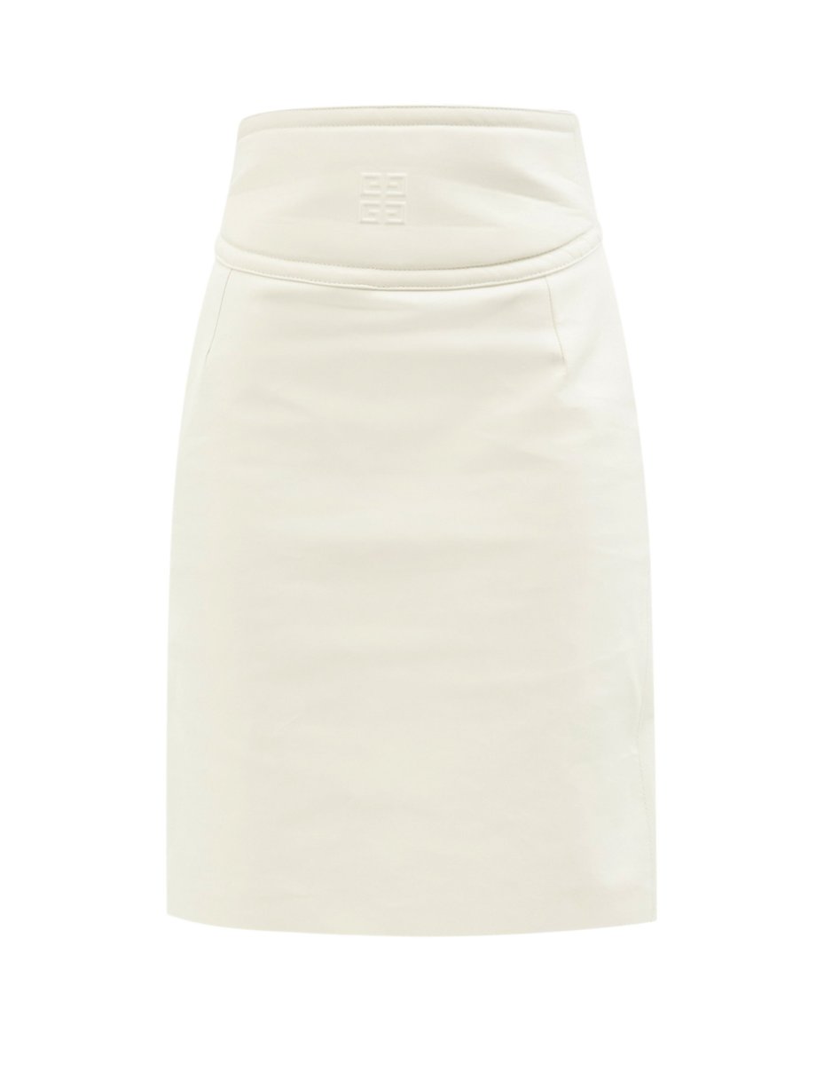 White 4G-embossed cutout leather pencil skirt | Givenchy ...