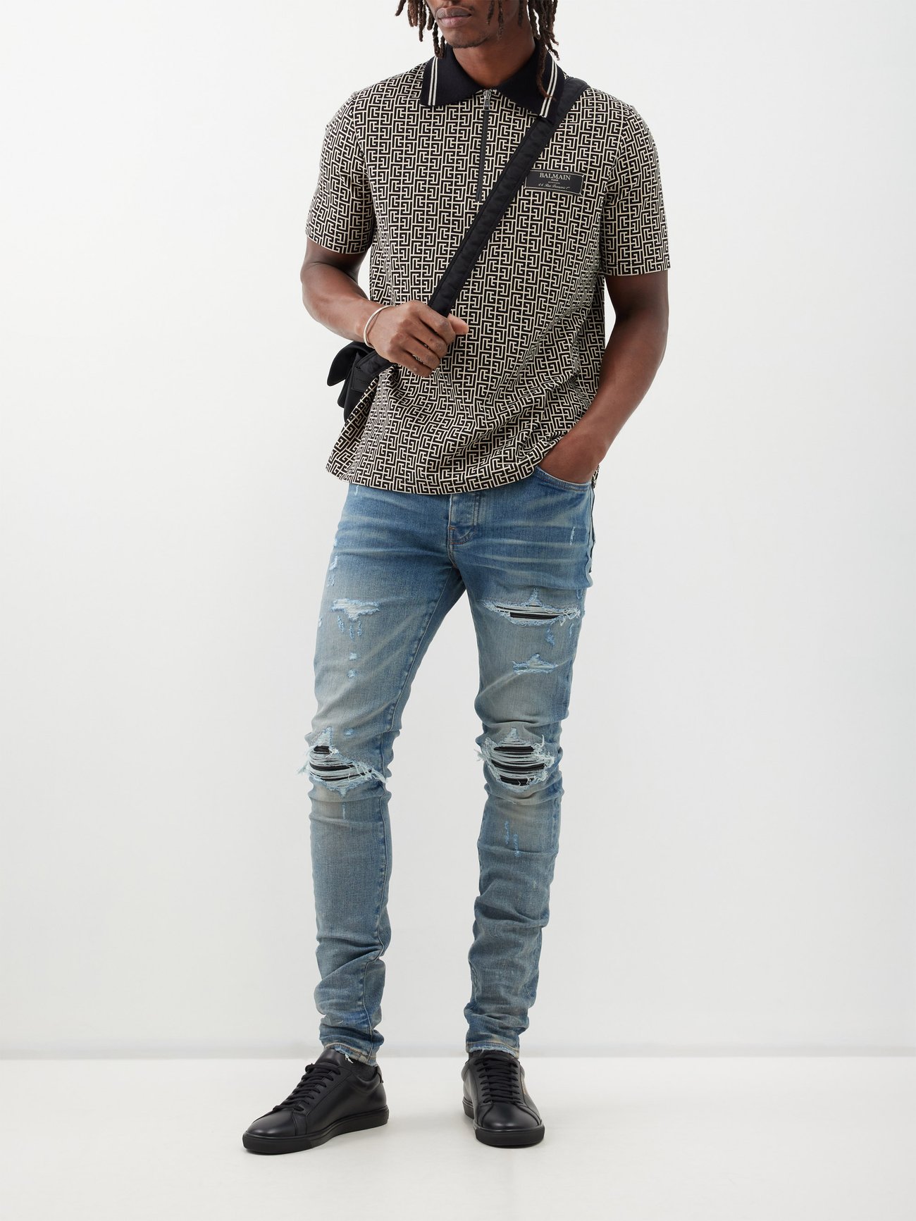 MX1 distressed slim-leg jeans