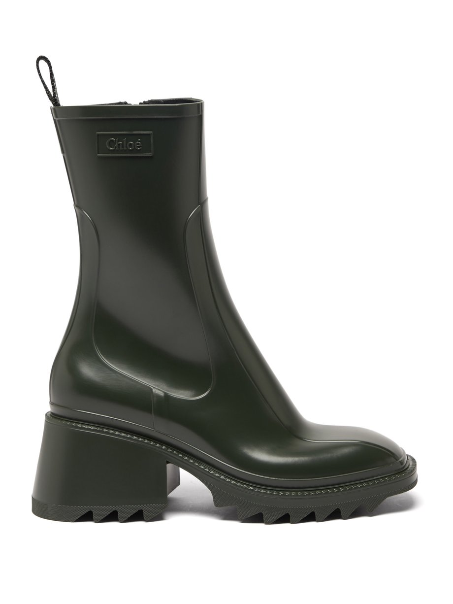 Green Betty block-heel rubber boots | Chloé | MATCHESFASHION UK