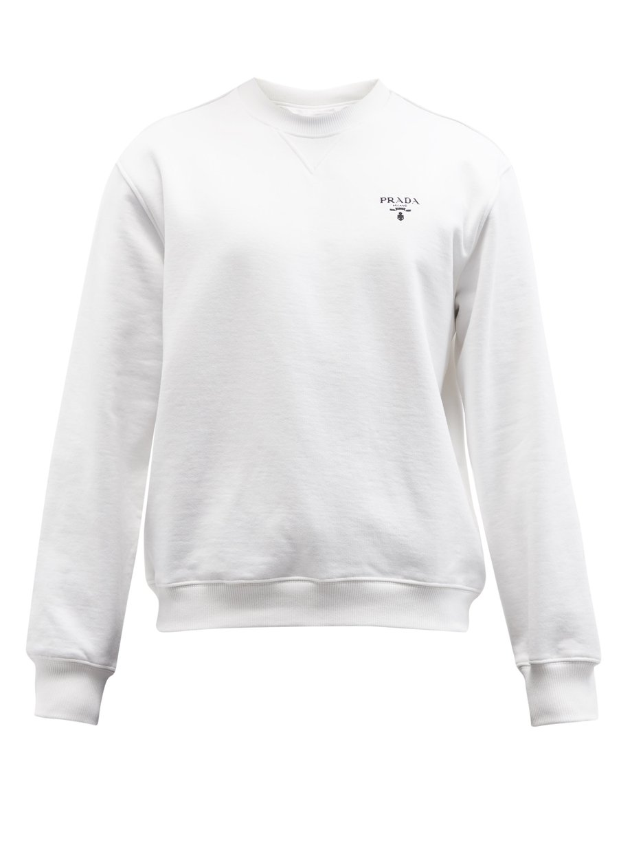 White Logo-print cotton-jersey sweatshirt | Prada | MATCHESFASHION UK