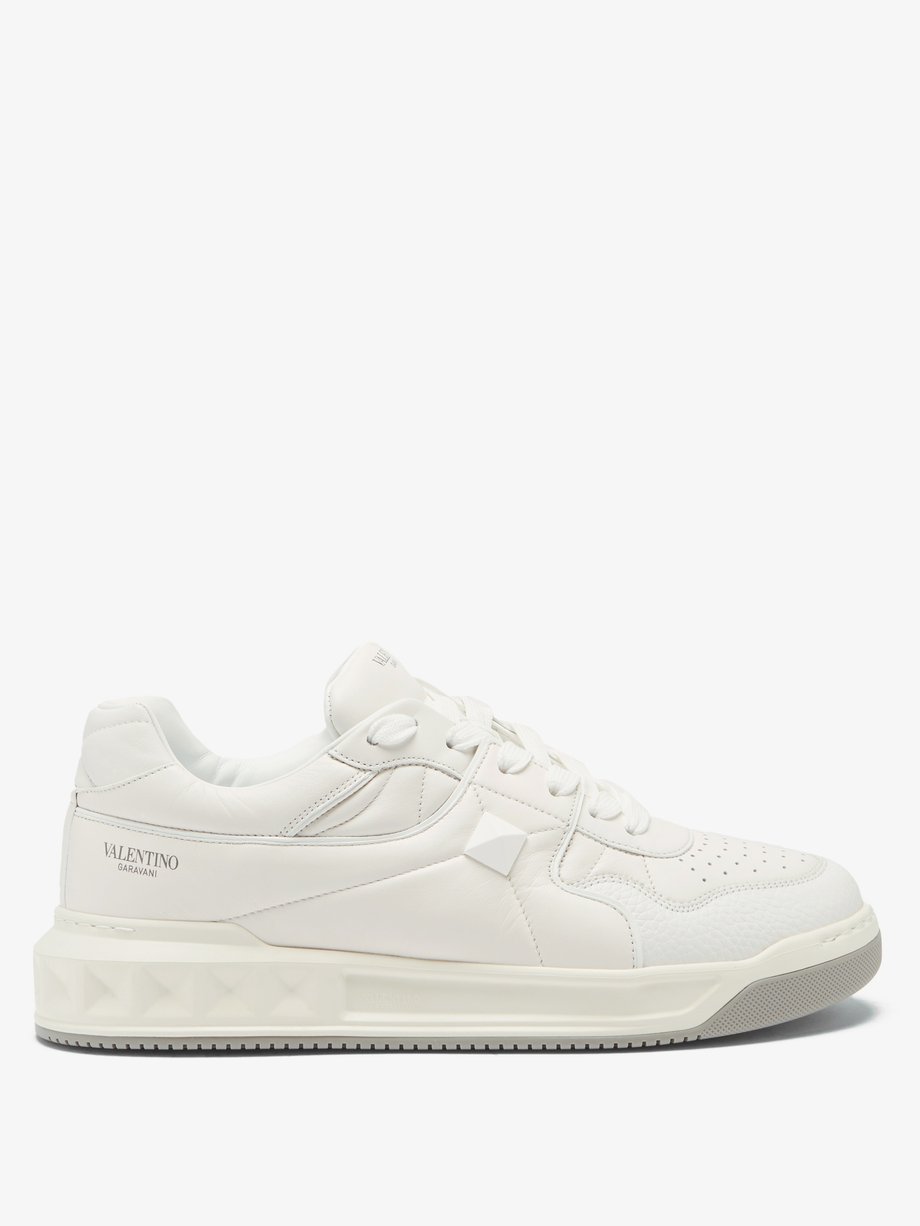 White Rockstud quilted panelled leather trainers | Valentino Garavani ...