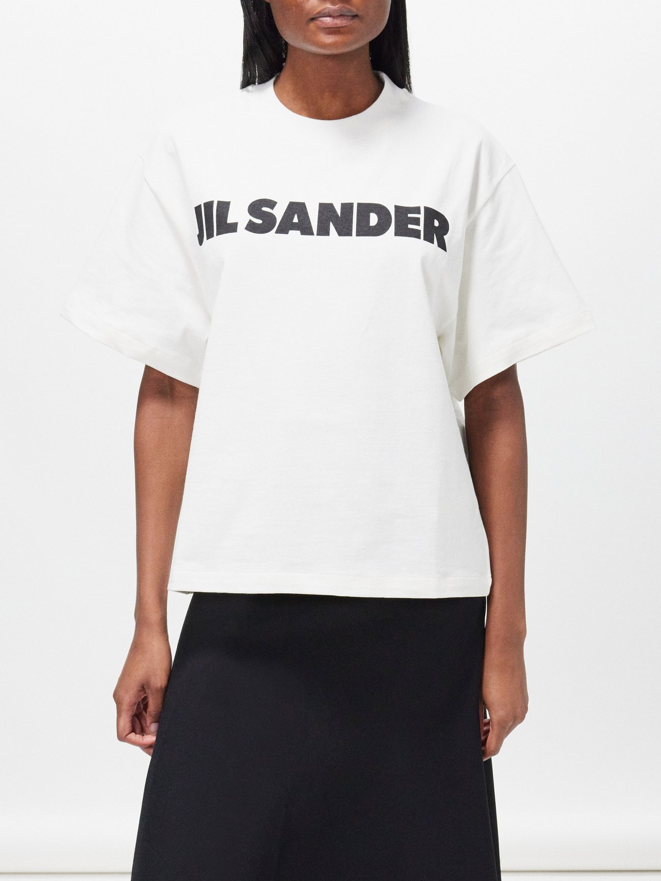 JIL SANDER  white boxy logo T-shirt