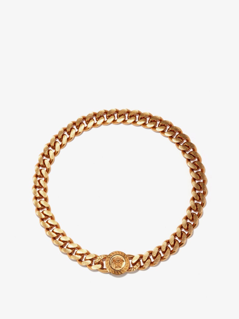 Gold Medusa-plaque chain necklace | Versace | MATCHES UK