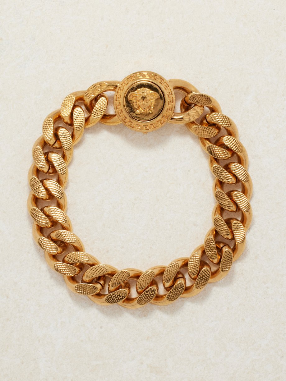 Gold Medusa-medallion curb-link bracelet, Versace