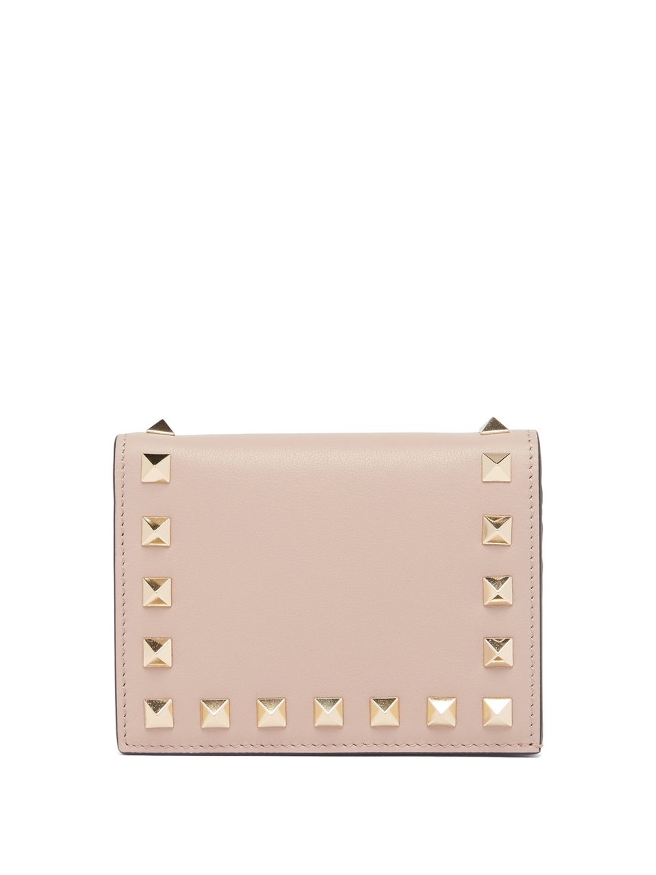 Pink Rockstud leather bi-fold wallet | Valentino Garavani ...