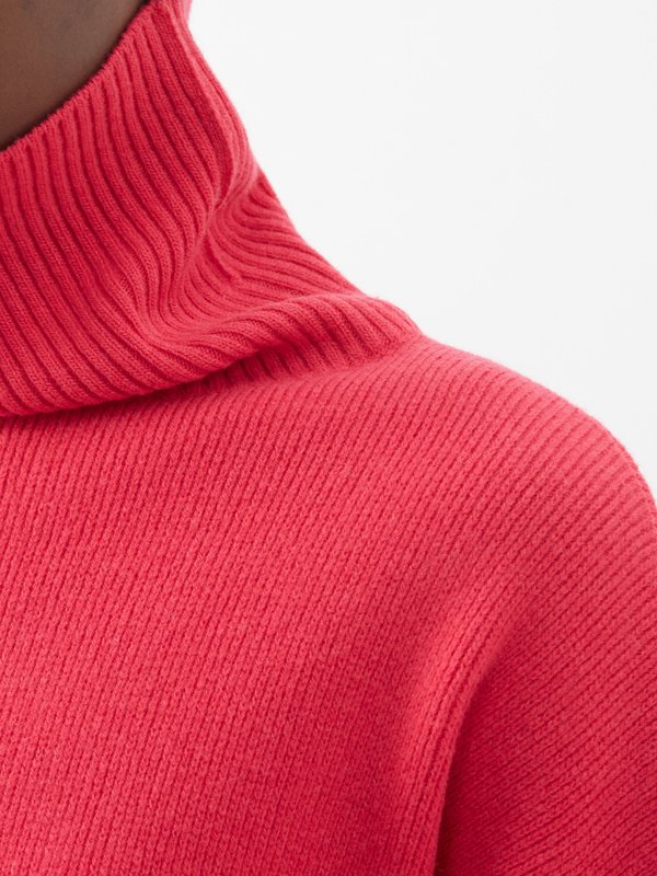 Raey Cropped displaced-sleeve roll-neck wool sweater