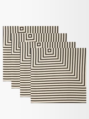L’Objet Set of four striped linen-sateen napkins