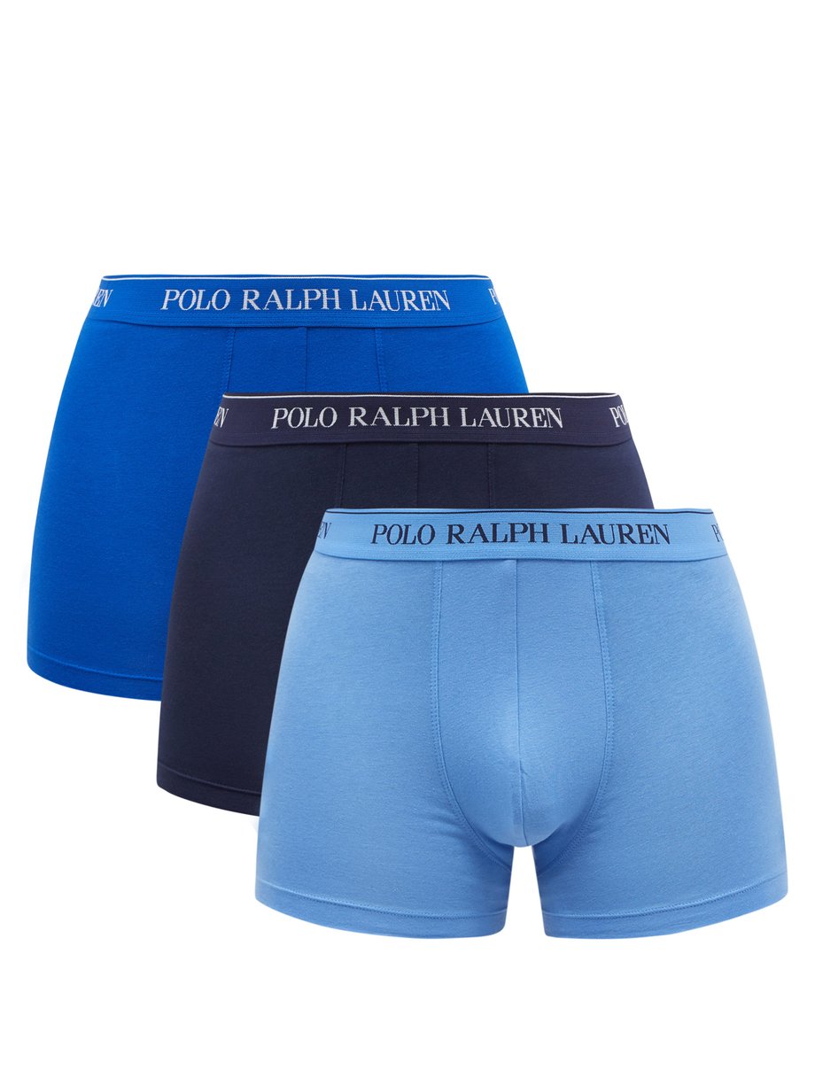 Blue Pack of three logo-jacquard boxer briefs