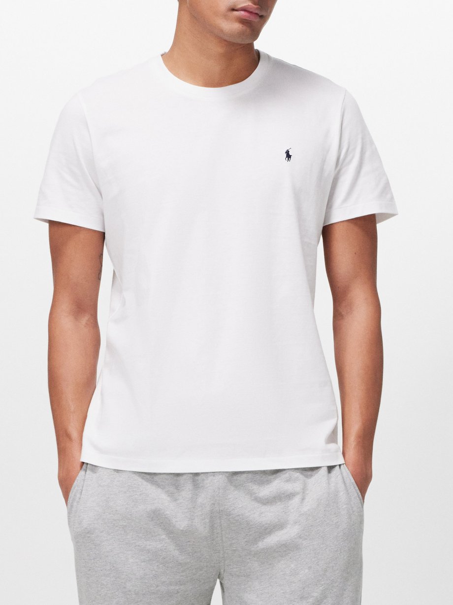 White Logo-embroidered cotton-jersey T-shirt | Polo Ralph Lauren ...
