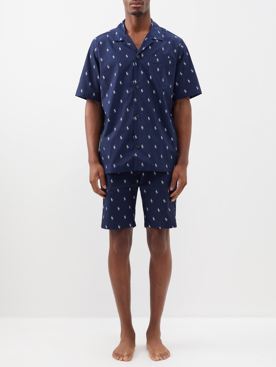 Navy Logo-print cotton-poplin short pyjamas | Polo Ralph Lauren ...