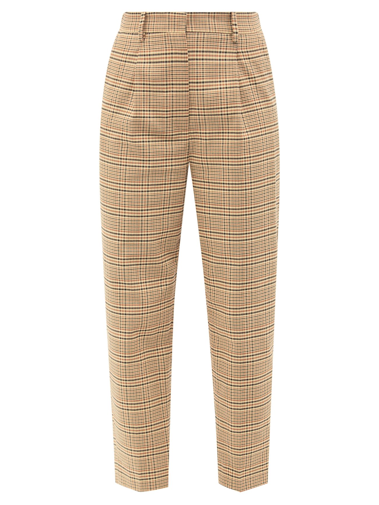 Neutral Sidney check wool-blend straight-leg trousers | Altuzarra ...