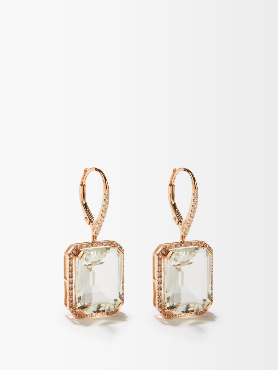 Shay Portrait diamond, topaz & 18kt rose-gold earrings