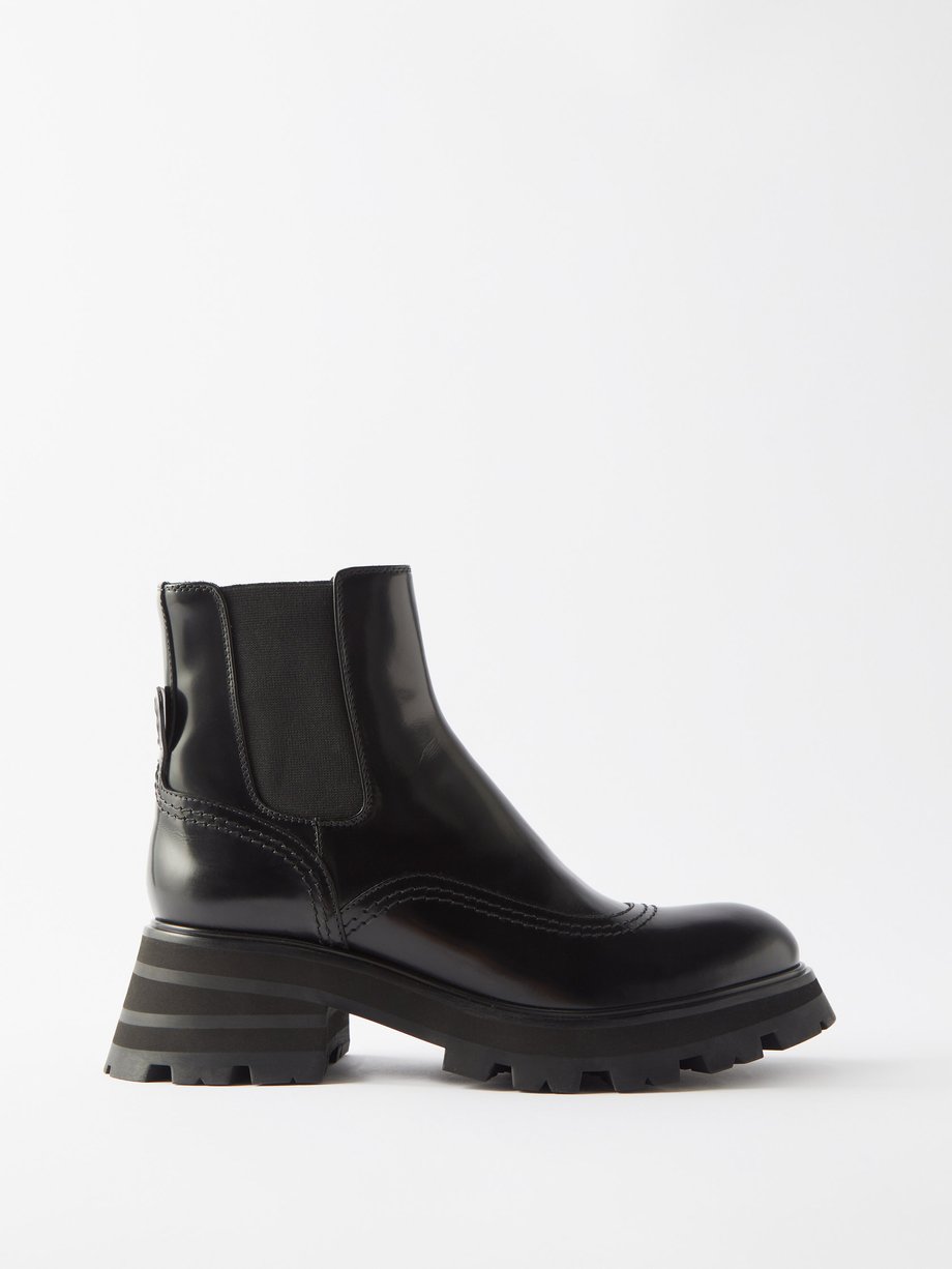 Black Exaggerated-sole leather Chelsea boots | Alexander McQueen ...