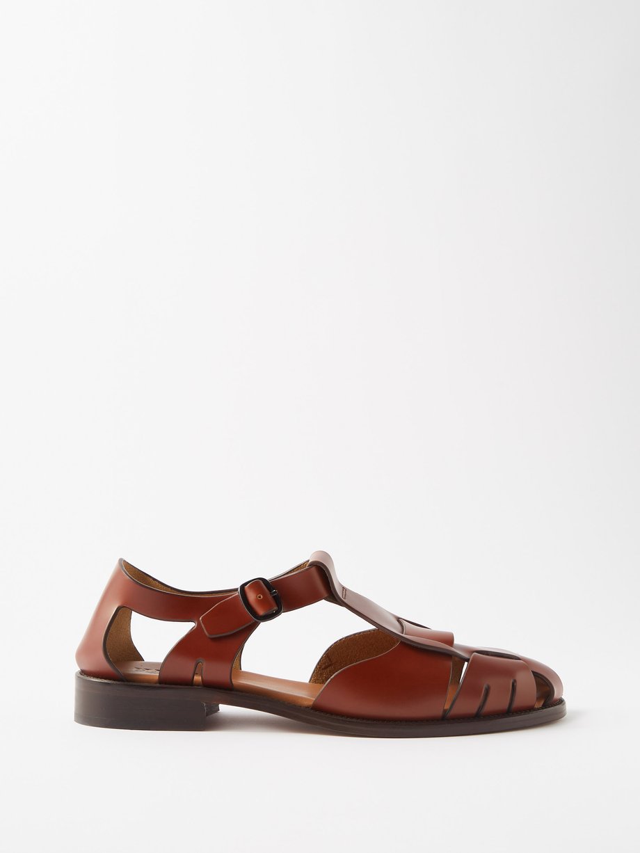 헤레우 Hereu Brown Pesca cutout leather sandals