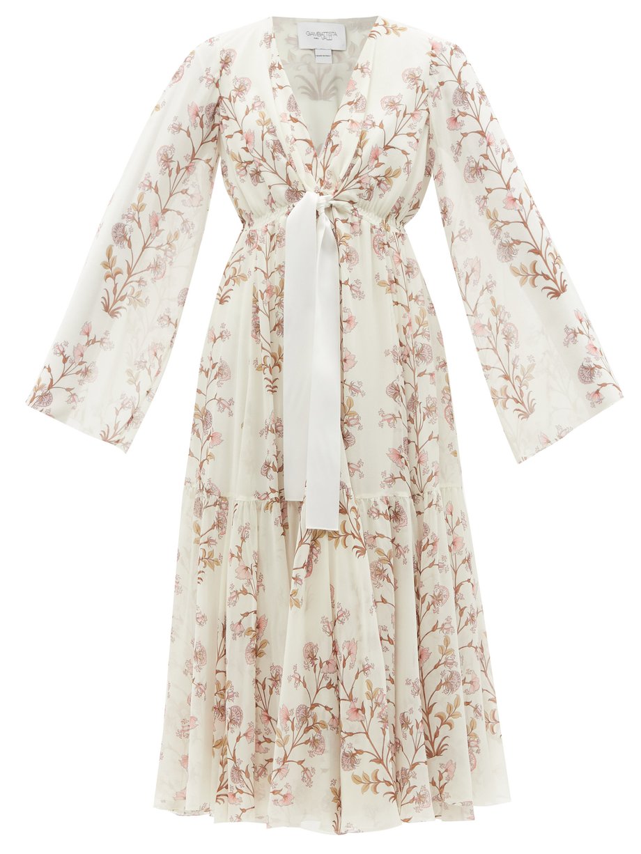 Neutral Floral-print silk-georgette dress | Giambattista Valli ...