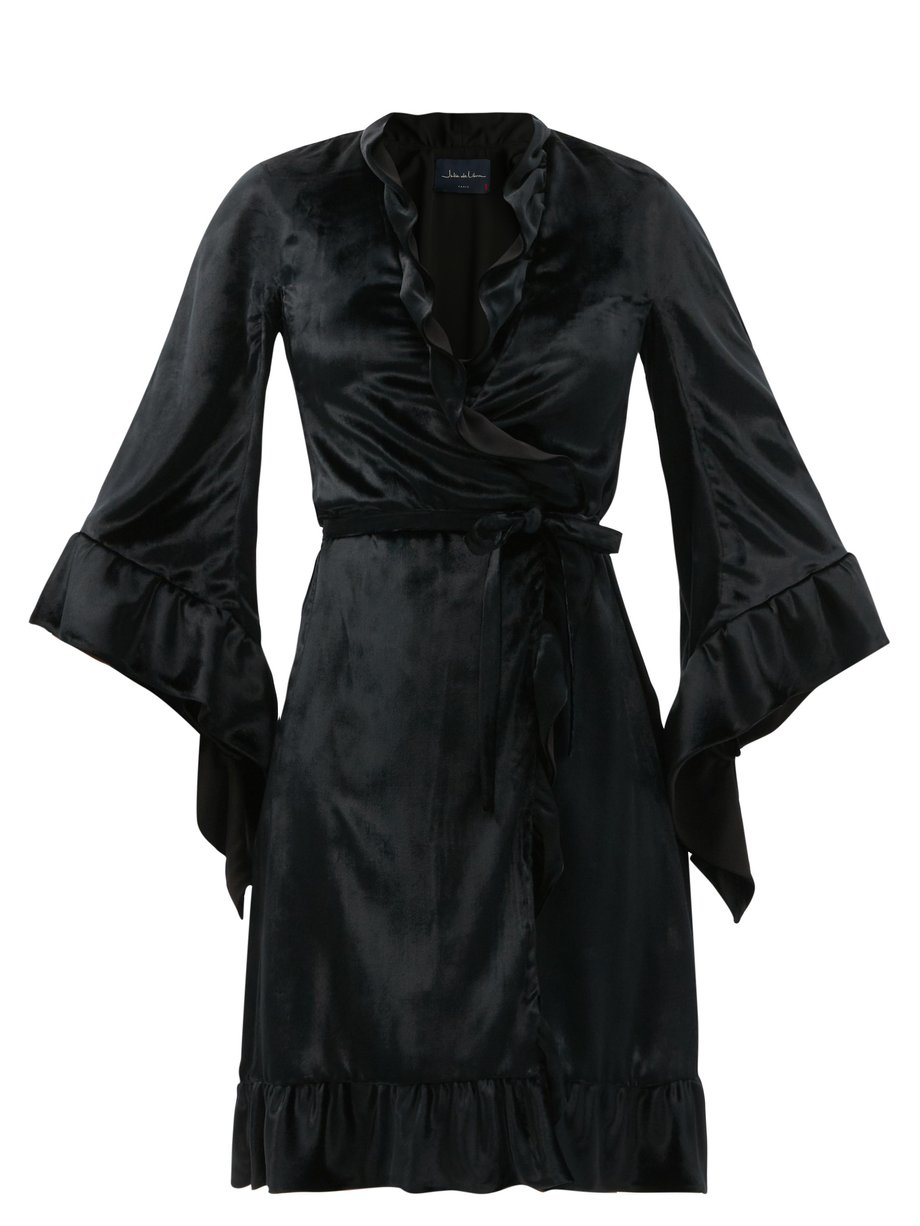 Black Robe de Chambre velevet wrap dress | Julie De Libran | MATCHES UK