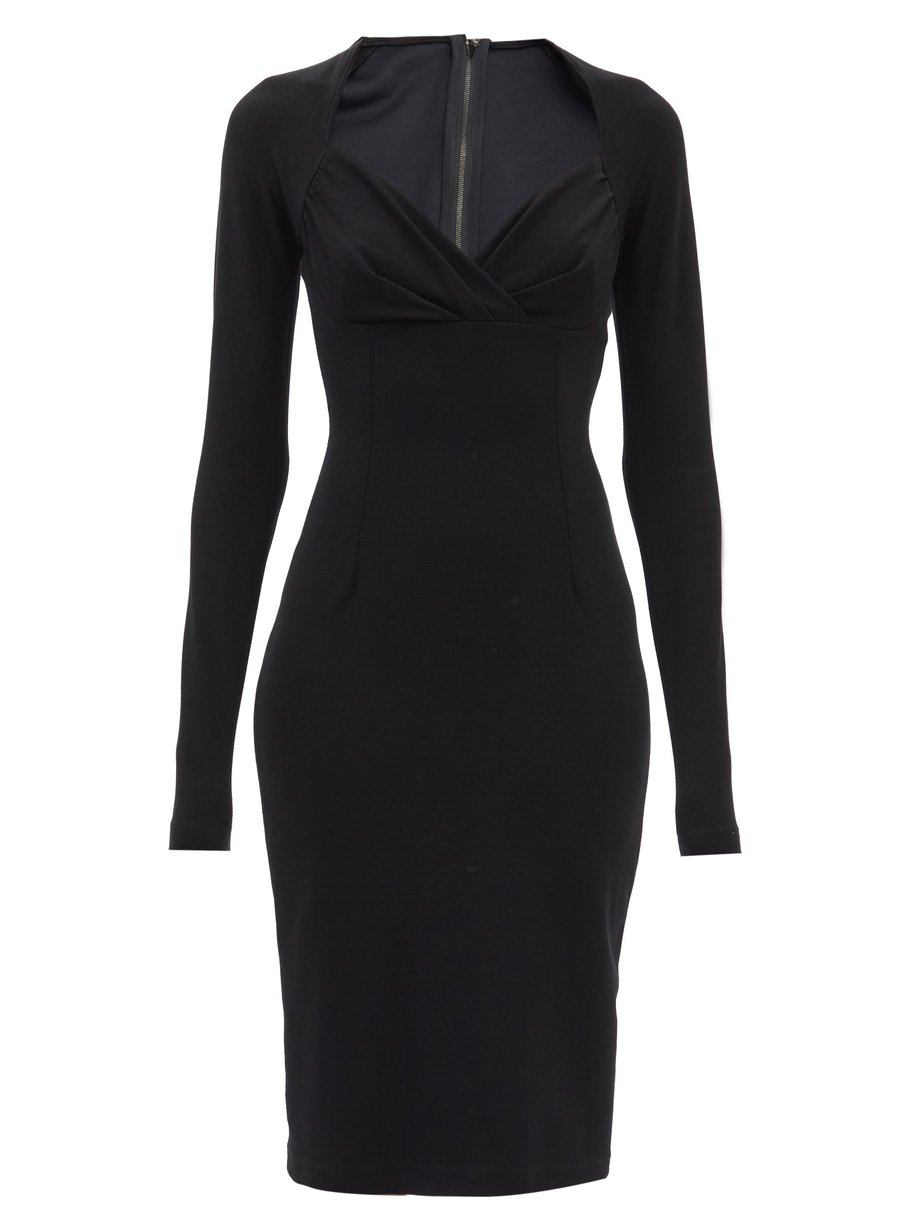 Black Sweetheart-neckline jersey midi dress | Dolce & Gabbana ...