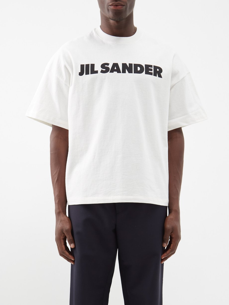 White Logo-print cotton-jersey T-shirt, Jil Sander