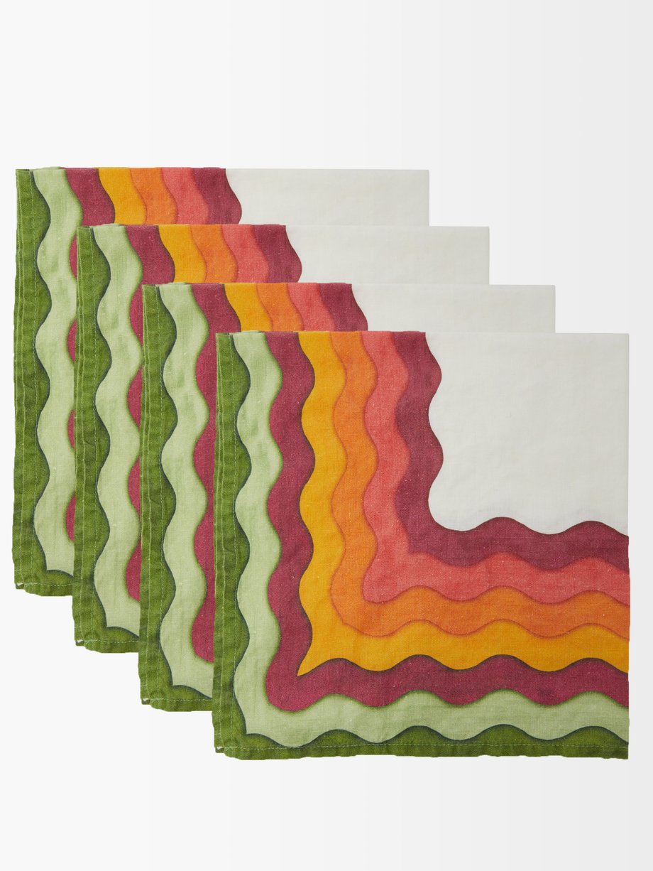 Summerill & Bishop Set of four Rainbow striped linen napkins