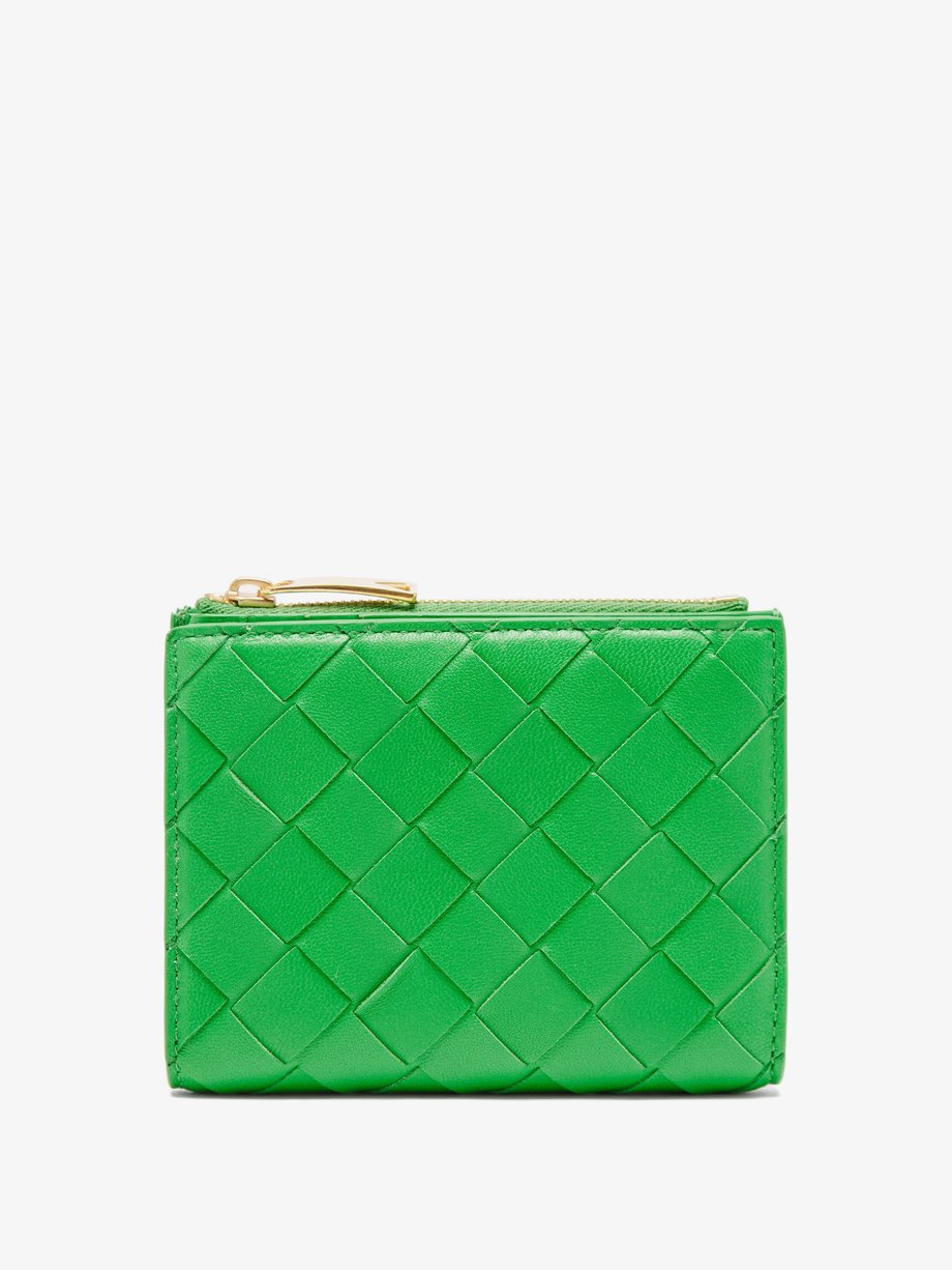 Green Intrecciato-leather wallet | Bottega Veneta | MATCHES UK