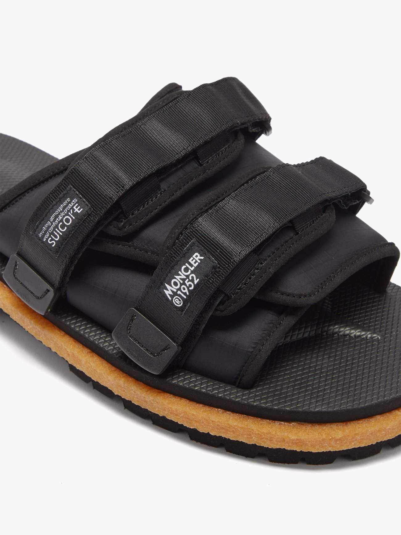 Black X Suicoke Moto two strap nylon sandals Moncler Genius